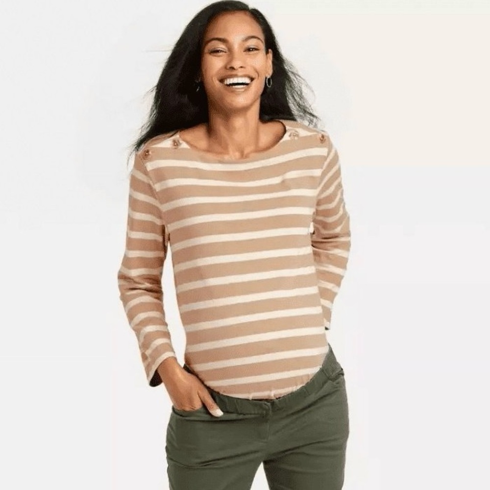 The Nines by HATCH Everyday Breton Striped Maternity Top Size Medium